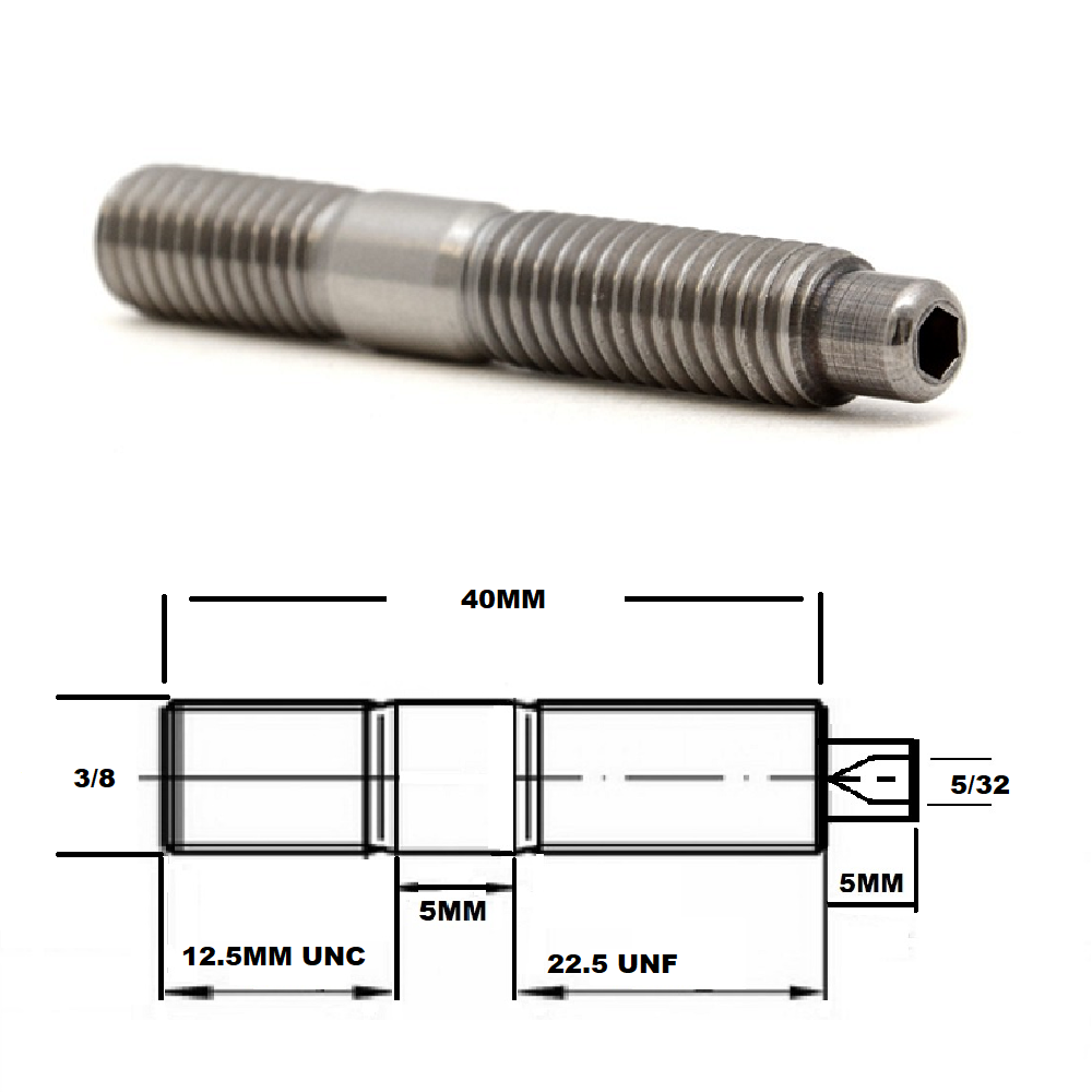 3/8 INCH UNC/UNF TITANIUM STUD